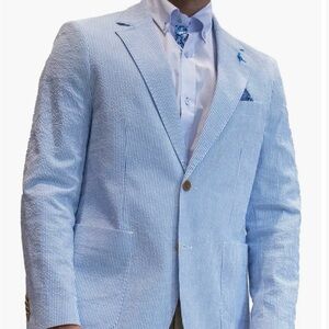 Tailor Byrd Modern Fit Striped Seersucker Sport Coat | Size 40R
